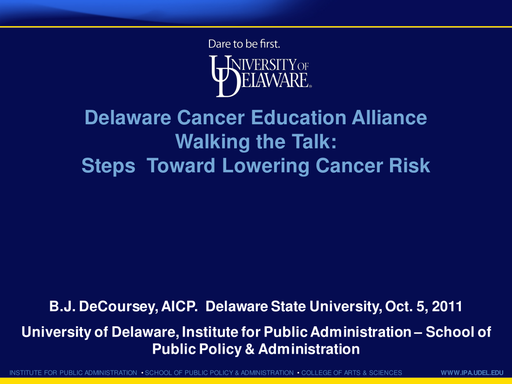 DCEA — Walking the Talk: Steps Toward Lowering Cancer Risk