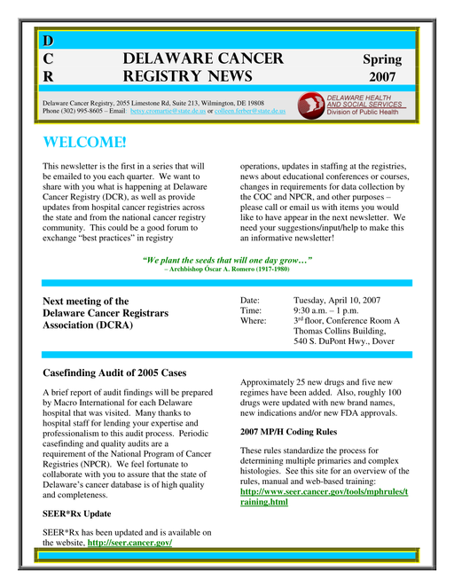 DCR Newsletter Spring 2007