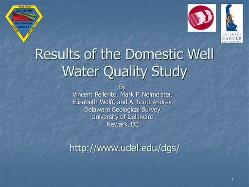 Results of the Domestic Well Water Quality Study